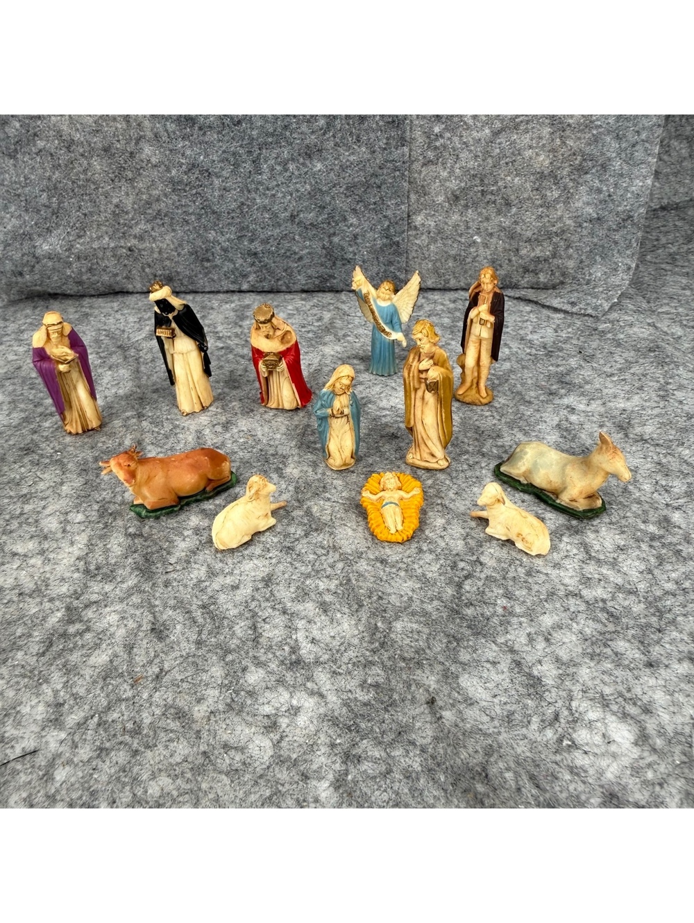 Vintage 7 Piece Nativity Set 4-5” Figures Molded Hand Painted Made In Italy 228